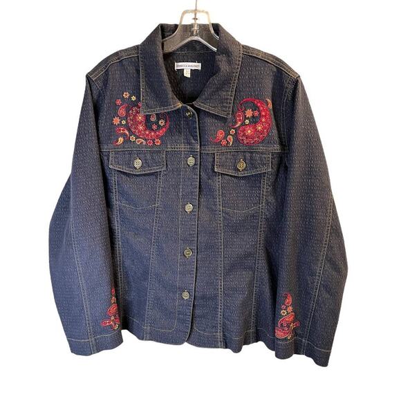 Rebecca Malone Denim Button-up Shirt, Paisley Embroidery, L - Picture 11 of 11